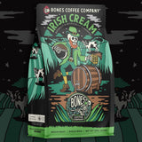 Bones Coffee Company Irish Cream, Creamy Liqueur Flavored Coffee, Medium Roast Low Acid Arabica Beans Compatible with Auto drip and French Press