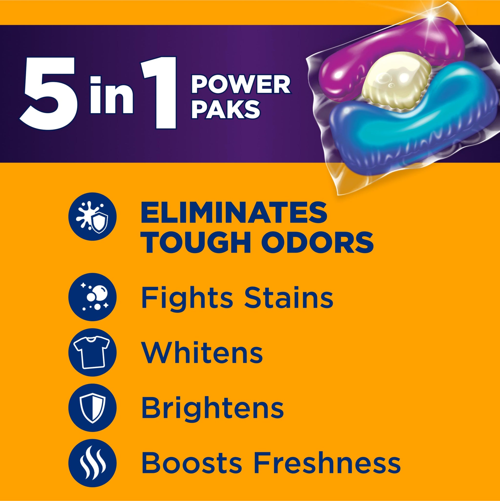Arm & Hammer Plus OxiClean With Odor Blasters Laundry Detergent 5-IN-1 Power Paks, 42CT (Packaging may vary)