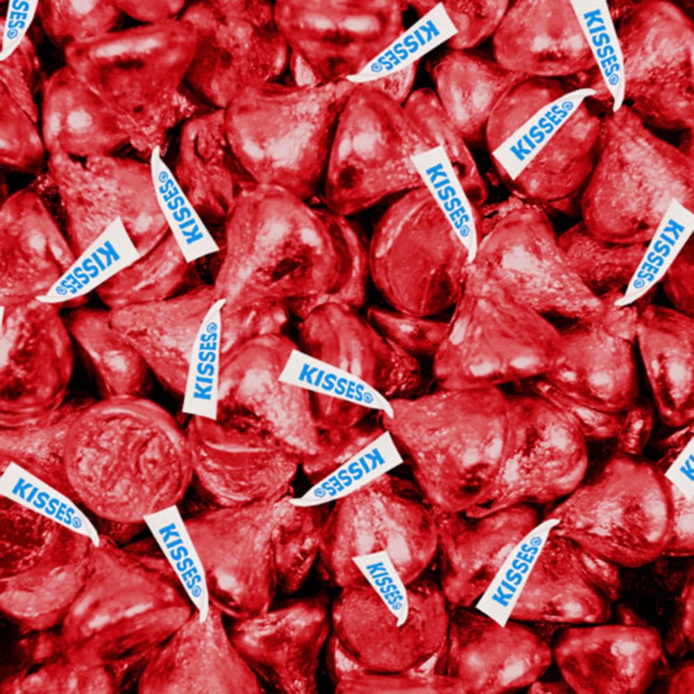 Red Foil Kisses Milk Chocolate Candy Plus Exclusive Kiss Stickers - 270ct