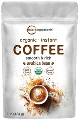 Organic Instant Coffee, 1lb Powder | Premium Arabica Coffee Beans Source | Medium to Dark Roast | Natural Fresh Flavor | Smooth & Rich | Non-GMO