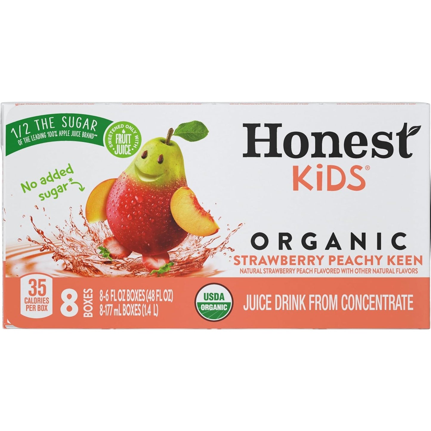 Honest Kids Strawberry Peachy Keen Cartons, 6 fl oz, 8 Pack, 5 Sets