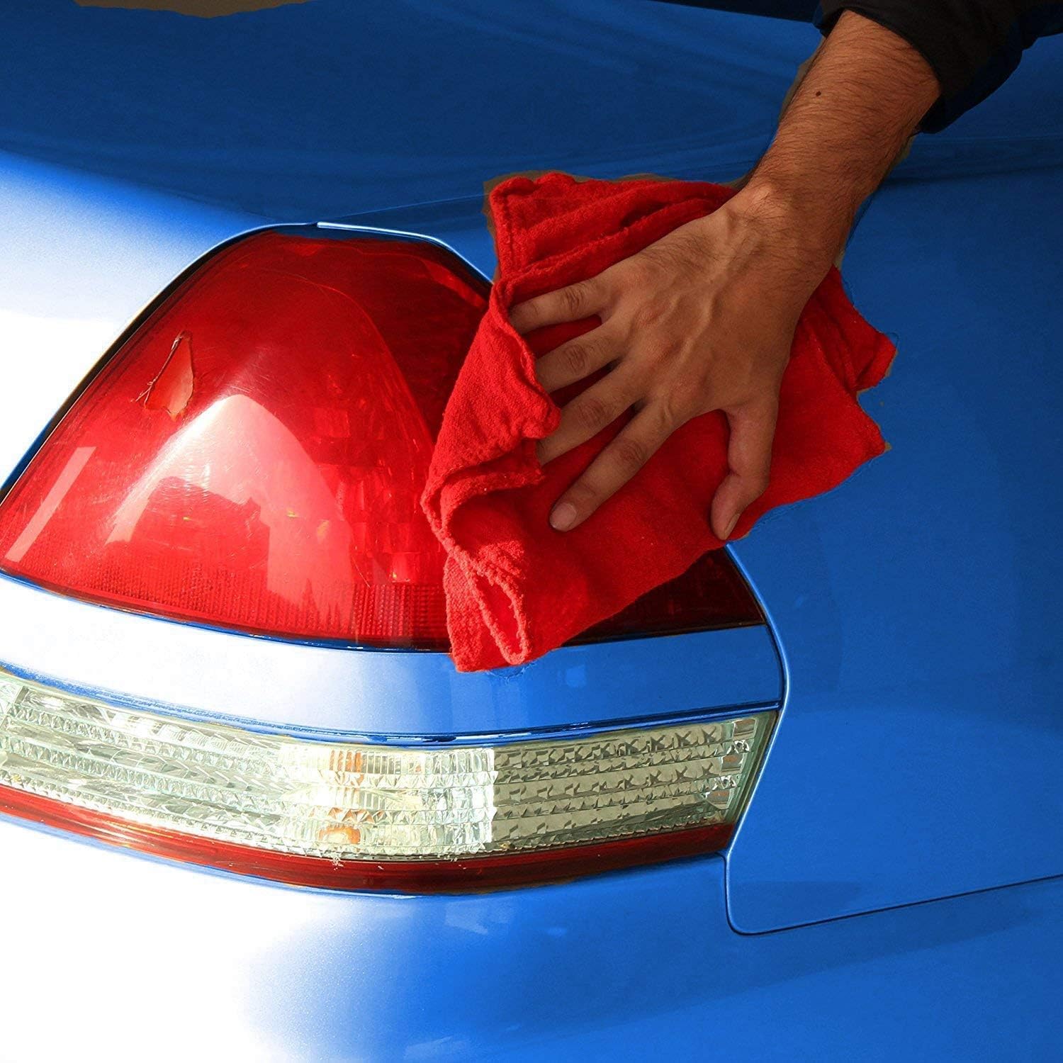 Simpli-Magic Cotton Shop Towels 14"x12" (500 Pack) - Reusable Cleaning Shop Rags for Automobiles, Industries, Garage and Homes (Red)