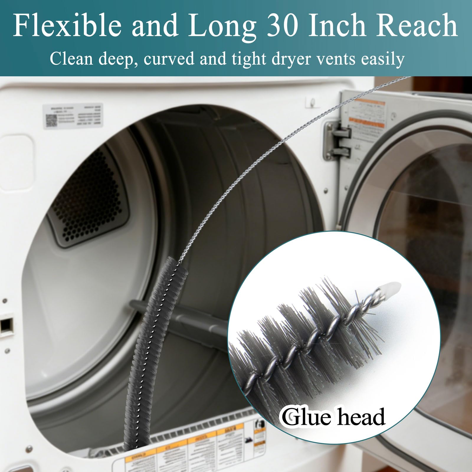 Yicyio Dryer Vent Cleaner Kit, Long Flexible Coil Dryer Lint Remover Brush with Vent & Lint Brush, Multi-Purpose Appliance AC Refrigerator Coil