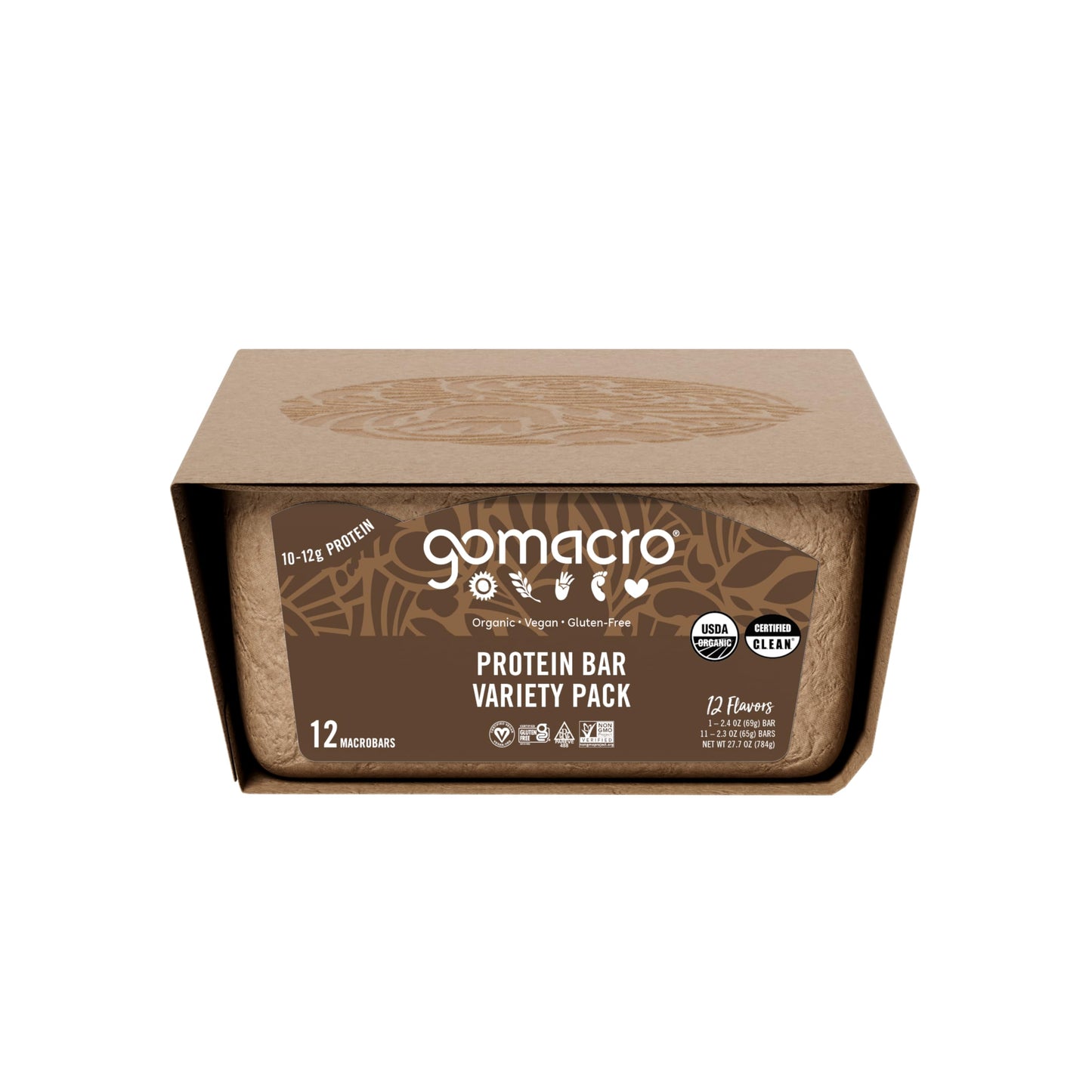 GoMacro MacroBar Organic Vegan Protein Bars - Protein Variety Pack (2.3-2.4 Ounce Bars, 12 Count)