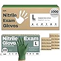 SUP Nitrile Exam Gloves, Powder-Free Latex-Free Food Safe Cooking Cleaning Disposable Medical Glove, Moss Green, 1000 Pcs (Large)