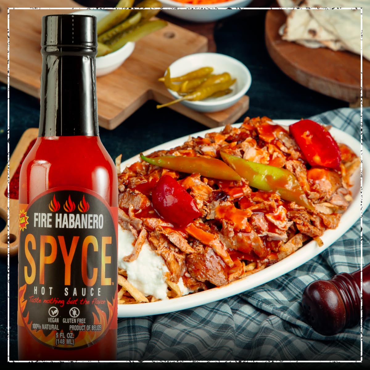 SPYCE Habanero Hot Sauce, Vegan, Gluten Free, Low Sodium, Non-GMO, No MSG, No Sugar, No Filler (5 oz, Fire Habanero)