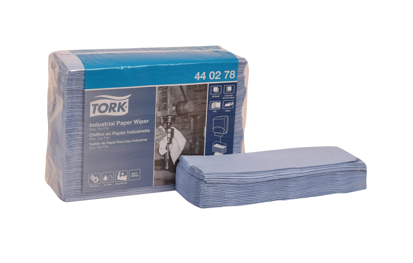 Tork Heavy Duty Paper Wiper W4, Glass Cleaning, 5 x 90 Sheets, 440278