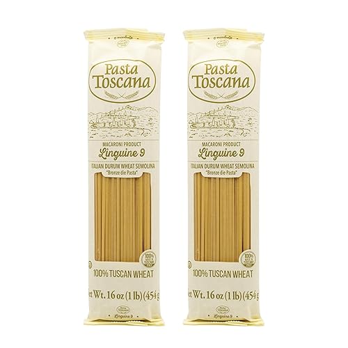 Pasta Toscana | Bronze Die Pasta | Italian Durum Wheat Semolina | Bronze die Pasta, 16 oz (Pack of 2, Linguine)