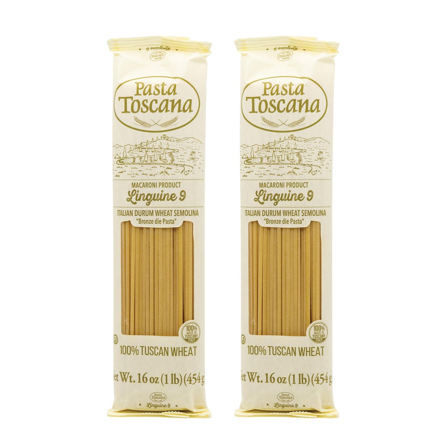 Pasta Toscana | Bronze Die Pasta | Italian Durum Wheat Semolina | Bronze die Pasta, 16 oz (Pack of 2, Linguine)