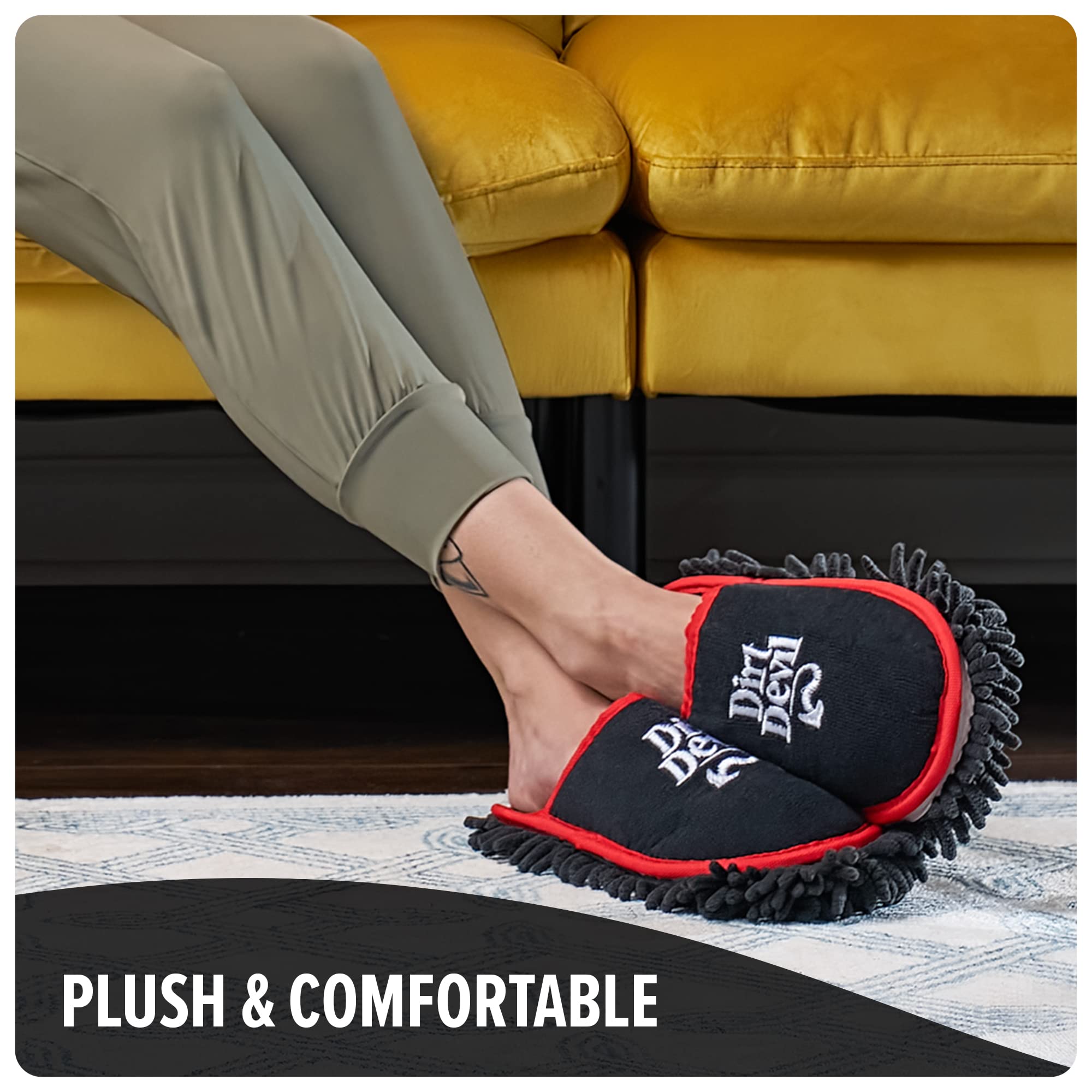 Dirt Devil Cleaning Slippers, Detachable and Washable Microfiber Dusting Shoes, For Hard Floors and Baseboards, Mop Slippers for Floor Cleaning