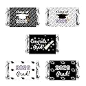 60 New Graduation Cap Party Class of 2026 Miniatures Candy Bar Wrapper, Mini Candy Chocolate Bar Stickers, Labels, Candy Not Included, Color Black