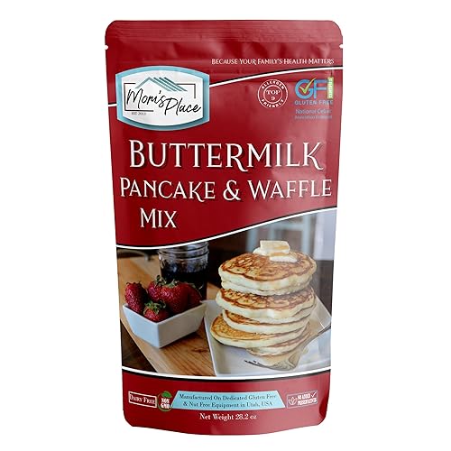 Mom's Place Gluten-Free Buttermilk Pancake & Waffle Mix, Easy to Make, Nut Free, Dairy Free, Corn Free & Soy Free, 29 Servings, 28.2 oz
