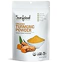 Sunfood Superfoods Organic Turmeric Powder - Ground Turmeric Root Powder, Pure Ground Curcuma Spice, Use for Seasoning, Tea, Golden Milk, Smoothies