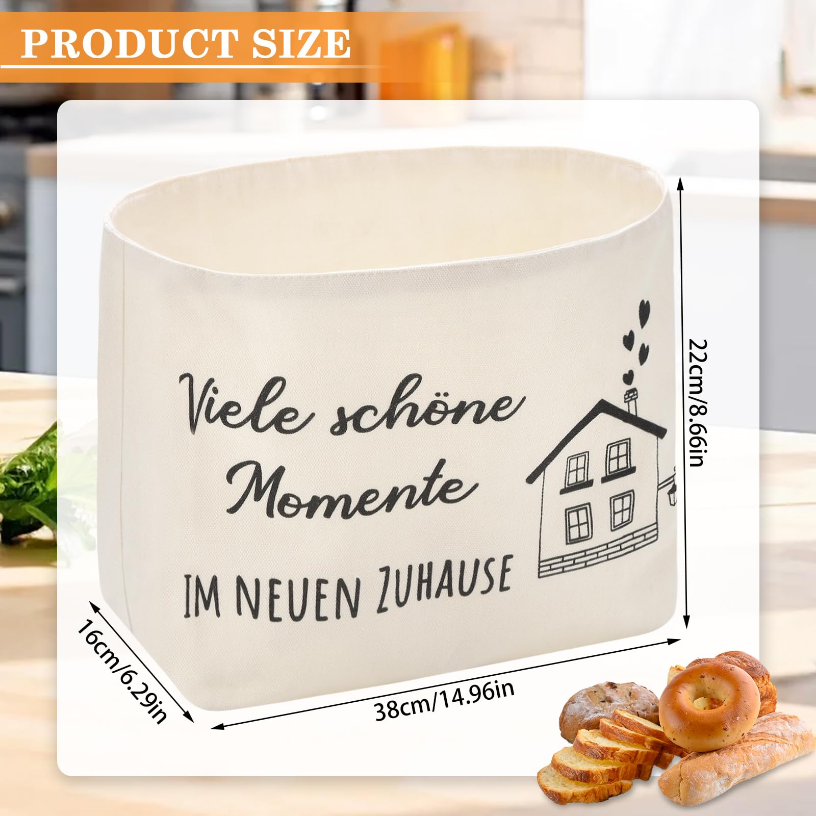 VIBINHO Bread Basket, Many Beautiful Moments in the New Home, Gifts for Moving into the New House, Bread Basket, Fabric Housewarming Gift, Bread Bag