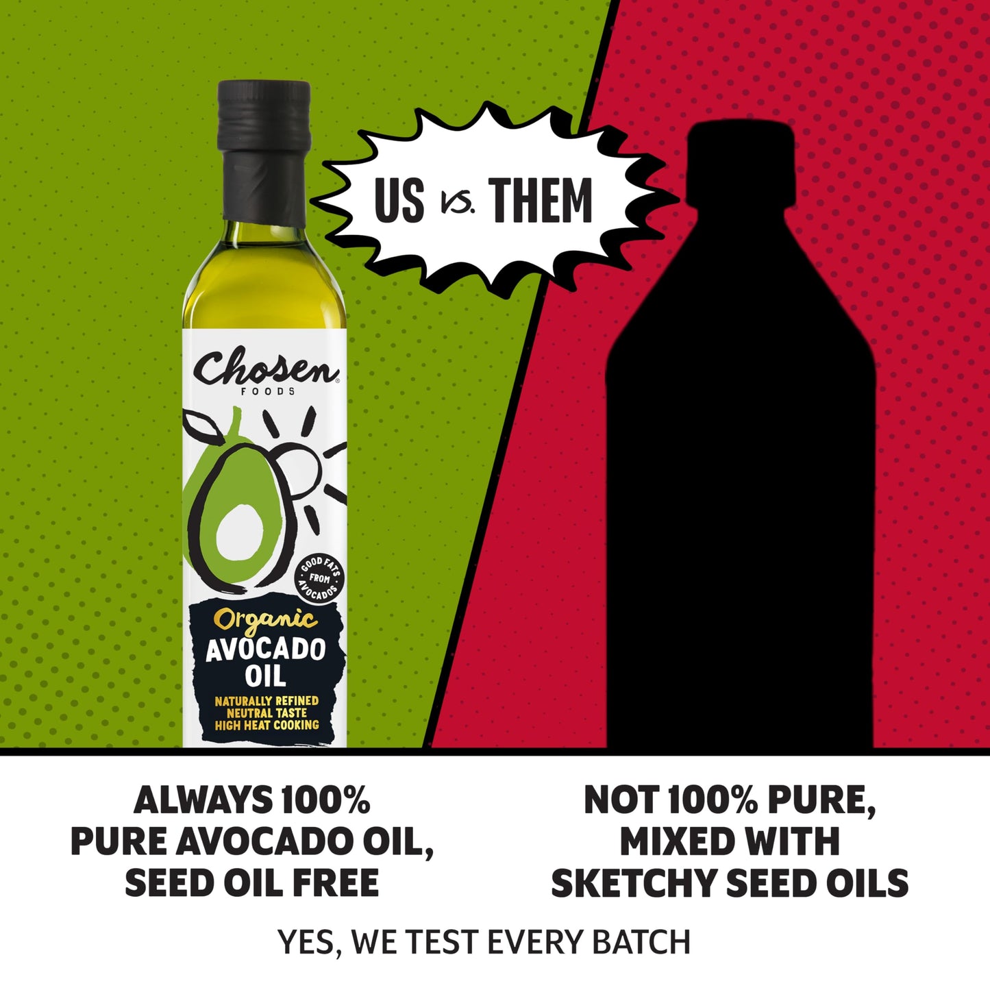 Chosen Foods Organic Avocado Oil, 16.9 Fl Oz - All Purpose Cooking Oil made from 100% Pure Avocados - Non-GMO, Gluten-Free, Keto Friendly, Glyphosate Free - 500mL (Pack Of 1)