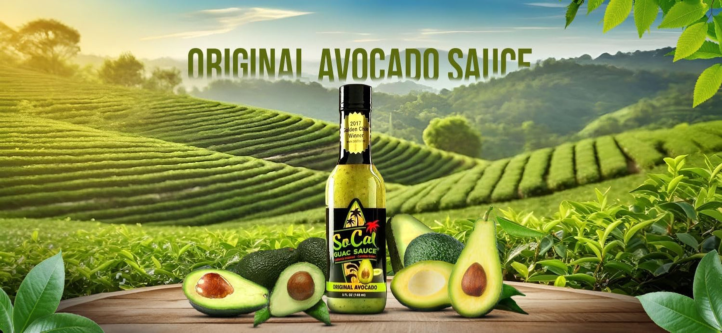 SoCal Hot Sauce® - Original Avocado Guac Sauce - Single | Guacamole Salsa Verde | Mild Taco and Burrito Sauce | California Taqueria Style