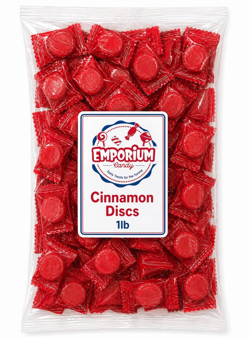 Cinnamon Candy - 1 lb Individually Wrapped Sweet Spicy Hard, Classic Cinnamon Disks, Bulk Red Long Lasting Flavor, Old Fashioned