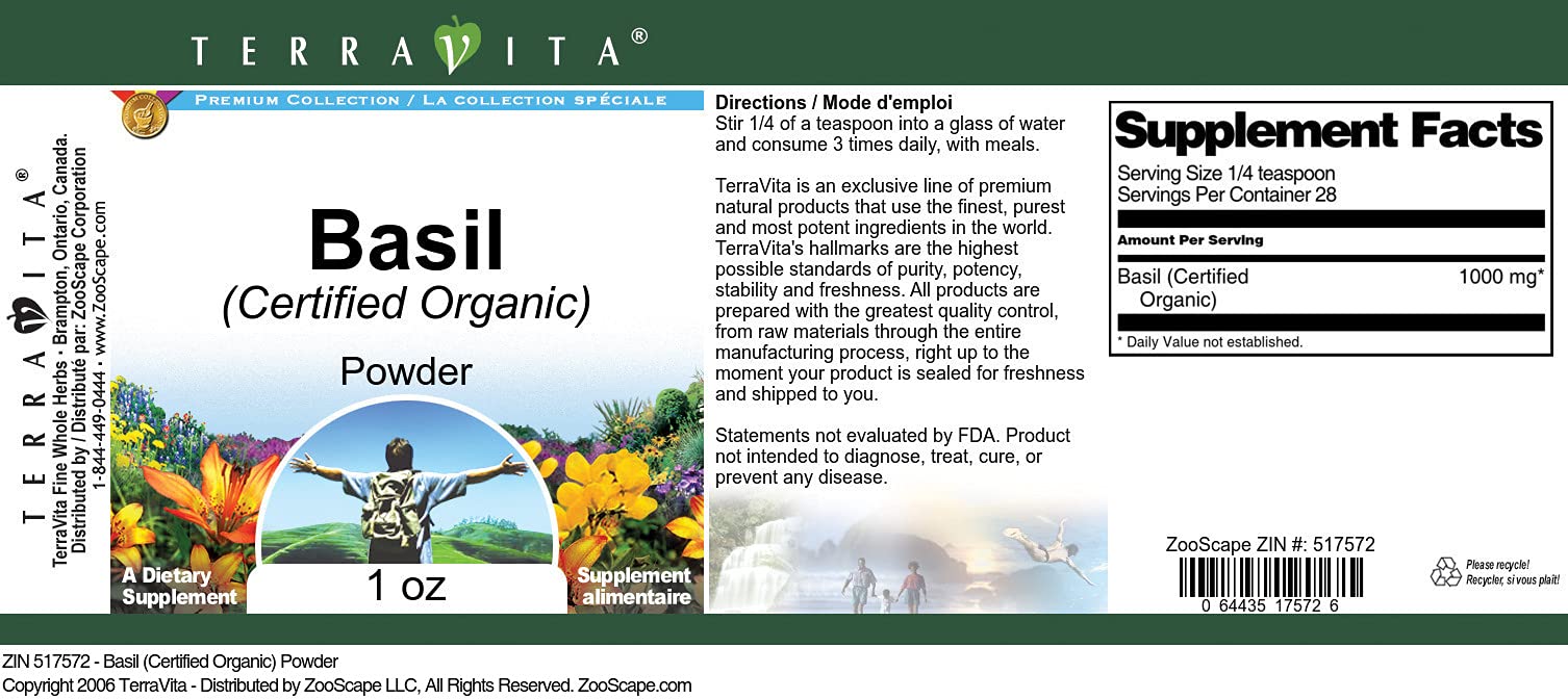 Basil (Certified Organic) Powder (1 oz, ZIN: 517572) - 3 Pack