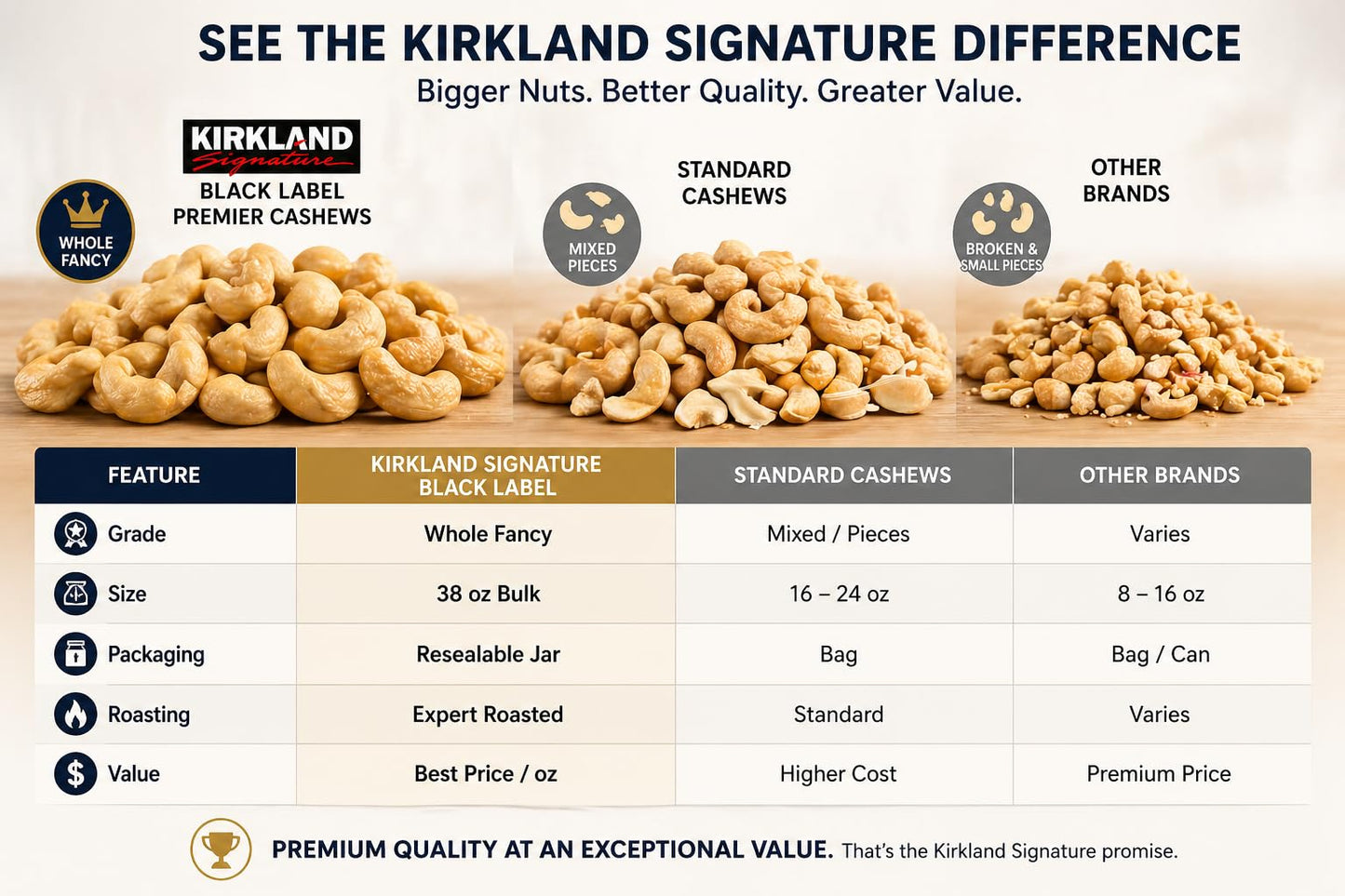 Kirkland Signature Black Label Premier Cashews (38 Ounce)
