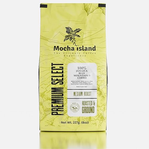 Mocha Island Blue Mountain Coffee, Medium Roast, Ground, Jamaican Coffee, 8oz