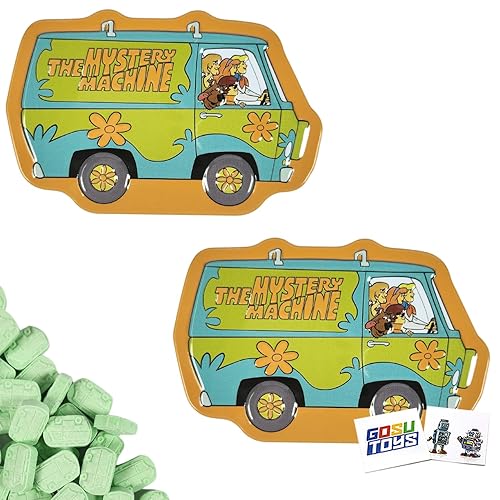 Scooby Doo Mystery Machine Sour Green Apple Candy Vans (2 Pack) with 2 Gosutoys Stickers