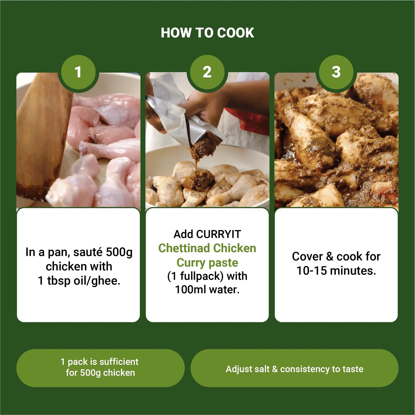 CURRYiT Instant Chettinad Chicken Curry Paste | Just Add Chicken, Lamb, Fish, Egg | Ready in 15-30 Mins | Serves 6 | Made with Ghee | No Preservatives