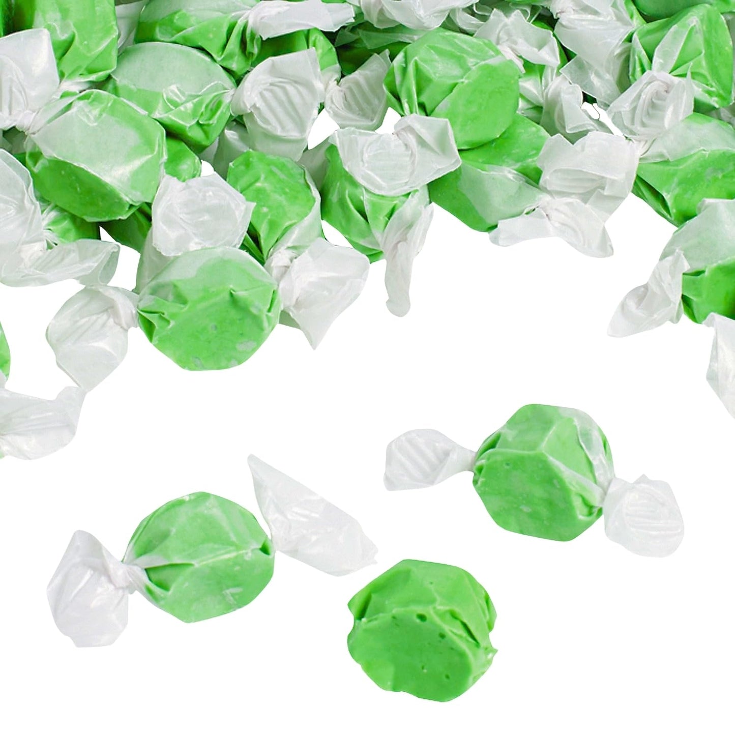 Fun Express Salt Water Taffy Candy Bulk Individually Wrapped - Old Fashioned Chewy Fruit Chews Assortment 193 Pieces 3 lbs | Green Candies for Goodie