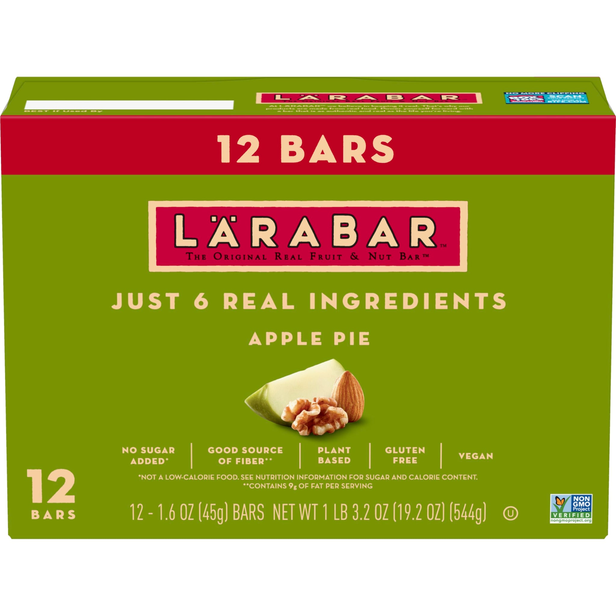 Larabar Apple Pie, Fruit and Nut Bars, Gluten Free and Vegan, 12 Ct, 19.2 oz