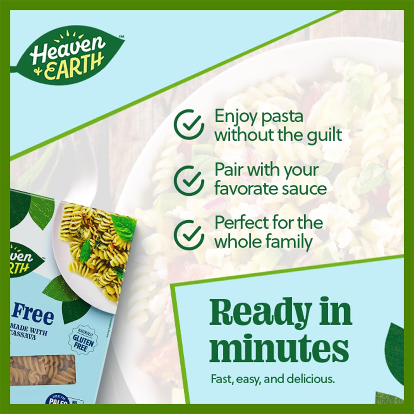 Heaven & Earth Grain Free Pasta, Cassava Fusilli Pasta, 8oz (3 Pack) | Paleo Pasta | Vegan | Certified Gluten Free | Kosher for Passover