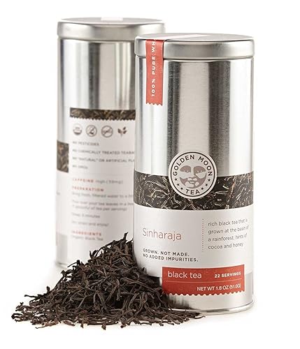 Golden Moon Tea Sinharaja Ceylon Black Tea - Loose Leaf, Non-GMO - Travel Tin (22 Servings)