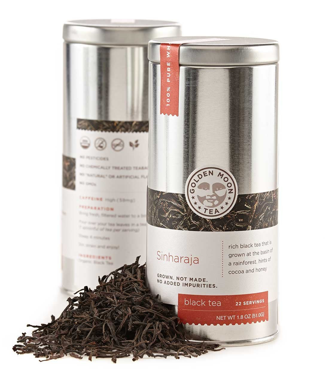 Golden Moon Tea Sinharaja Ceylon Black Tea - Loose Leaf, Non-GMO - Travel Tin (22 Servings)