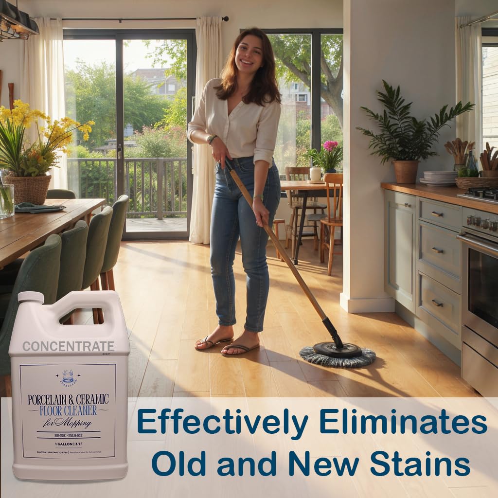 AuraClean Porcelain & Ceramic Tile Floor Cleaner - Mop Soap Concentrate for mopping - Streak-Free Clean, Ph Neutral and non-Toxic - Safe for Marble
