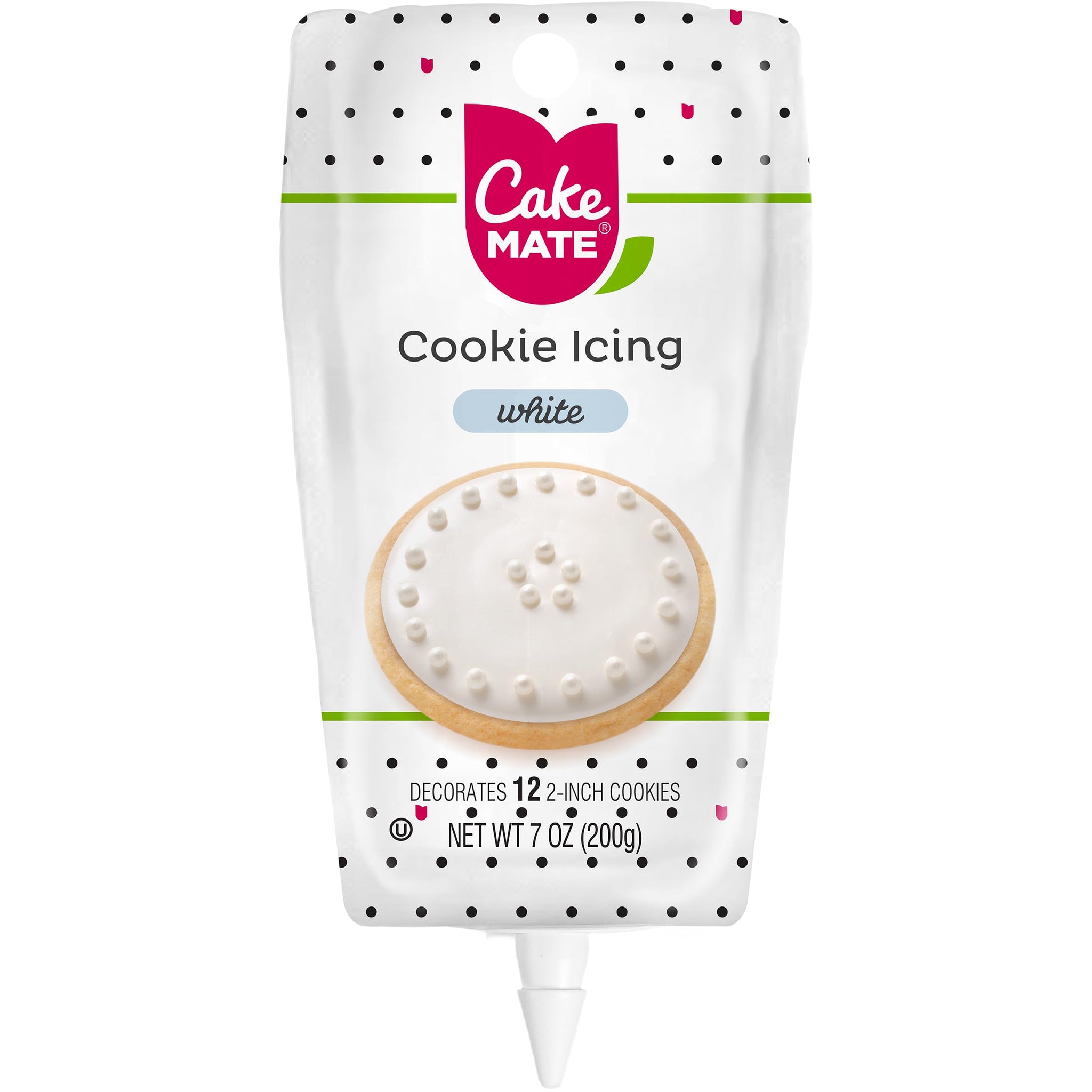 Cake Mate Cookie Icing, Fast-Drying Squeeze Pouch Icing for Decorating Sugar Cookies & Gingerbread, 7 oz., White