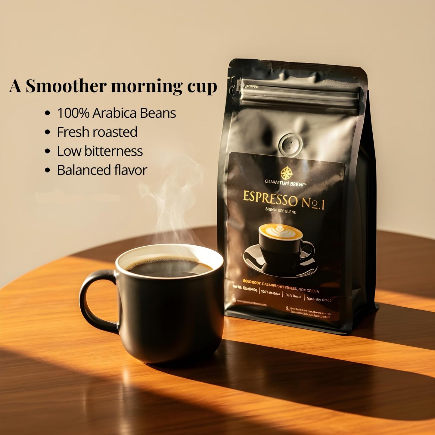 Quantum Brew Espresso No.1 - Freshly Roasted After You Order - High-Performance Espresso Blend, Whole Bean Coffee, 12oz