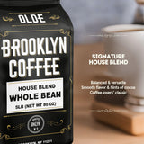 BROOKLYN COFFEE Whole Bean, House Blend Medium Roast (5lb) Balanced, Breakfast, Classic - Fresh Bulk Coffee Beans Roasted Weekly in NYC