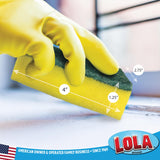 LOLA Pot Brite Scour N' Sponge, 12 Pack, Non-Scratch Dish Scrub, Nylon & Polyester, Fiber Side Scrubs & Scours & Sponge Side Wipes & Dries