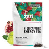 Zest Energy Green Tea - Pomegranate Mojito High Caffeine Tea Bags for Focus & Morning Energy - Natural Caffeinated Tea with 135mg Caffeine - Coffee