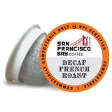 SF Bay Decaf French Roast Coffee, OneCup - 12 Count Compostable Pods - Dark Roast Arabica Decaf - Compatible with Most Keurig K-Cup Brewers