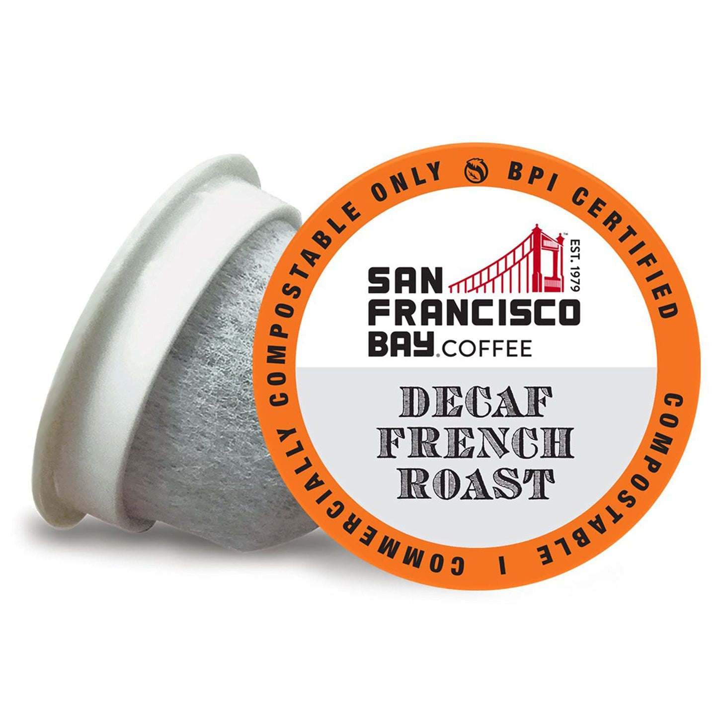 SF Bay Decaf French Roast Coffee, OneCup - 72 Count Compostable Pods - Dark Roast Arabica Decaf - Compatible with Most Keurig K-Cup Brewers