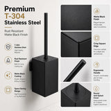 Toilet Brush Holder Black, Toilet Bowl Brush Holder Black Wall Mount Square for Bathroom
