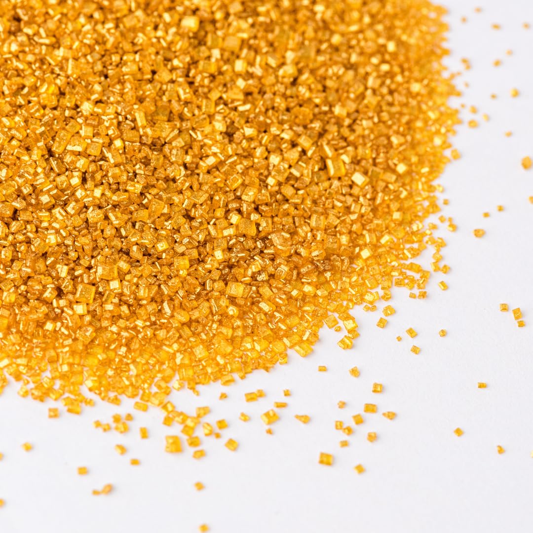 Sweets Indeed Gold Decorating Sugar - Gold Sanding Sugar Crystals for Baking & Decorating Cupcakes, Cookies, Cakes & Desserts - Wedding, Holiday