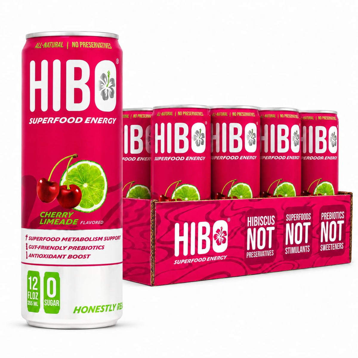 HIBO Superfood Energy Cherry Limeade, Sugar Free, 150mg Caffeine