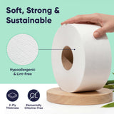 Save Trees Jumbo Toilet Paper Commercial Rolls - Bamboo, 12 Rolls per Case, 1000 Feet Non-Perforated, 2-ply, White, Bulk Toilet Paper for Commercial