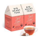 Big Heart Tea Co. Tea Bags - Cup of Love Red Rose - Certified Organic, Floral Ayurvedic Herbal Decaf Tea in Zero Plastic Sachets with Small Batch