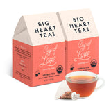 Big Heart Tea Co. Tea Bags - Cup of Love Red Rose - Certified Organic, Floral Ayurvedic Herbal Decaf Tea in Zero Plastic Sachets with Small Batch