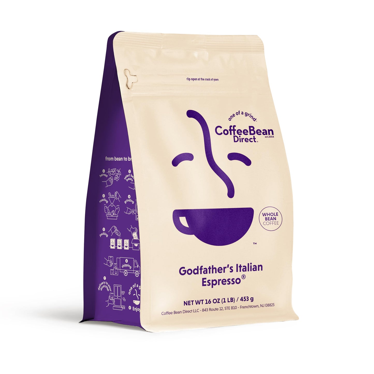 Coffee Bean Direct Godfather’s Italian Espresso®, Whole Bean Coffee, Handcrafted Blend, Dark Roast, 1 Pound Bag (Pack of 1)