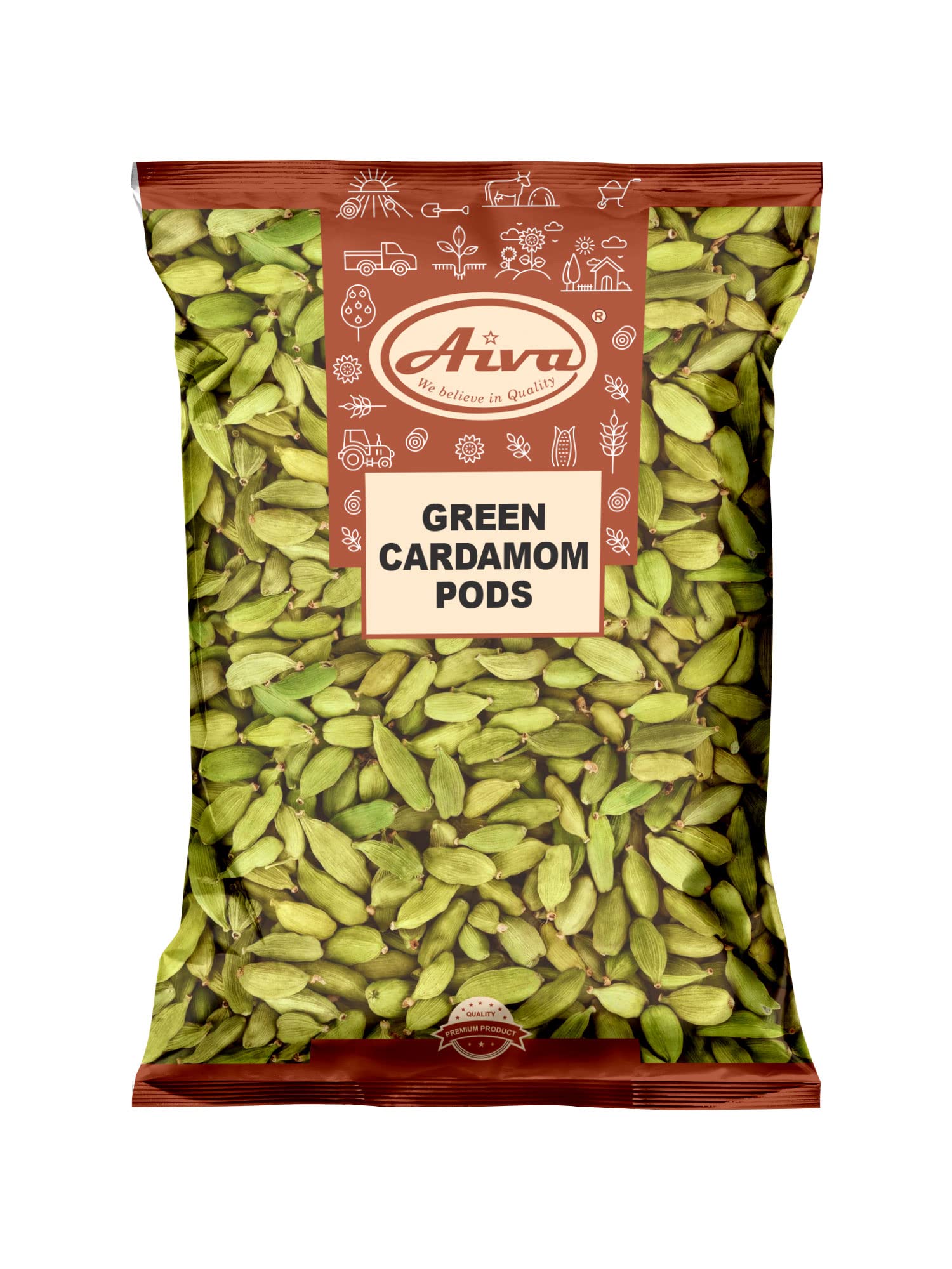 Aiva Green Cardamom Pods (Hari Elaichi) | Whole Aromatic Spice for Cooking | Baking | Tea, Desserts & Seasoning - 14 OZ (400 gm)