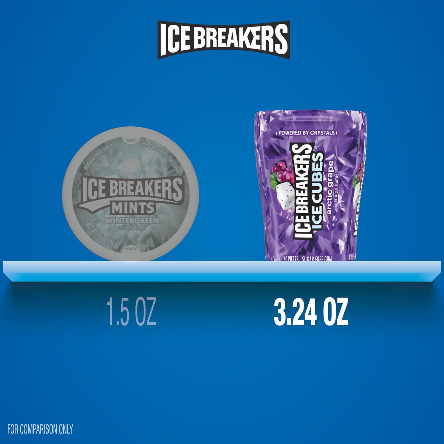 ICE BREAKERS Ice Cubes Arctic Grape Flavored Sugar Free Chewing Gum Bottle, 3.24 oz (40 Pieces)