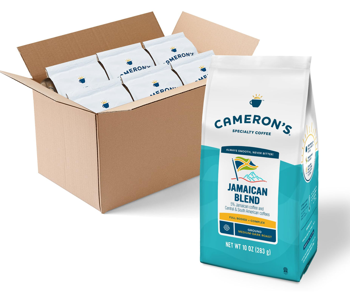 Cameron's Coffee Roasted Ground Coffee Bag, Jamaican Blend, 10 Ounce (Pack of 6)