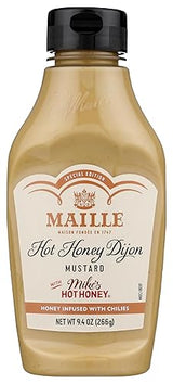 Maille x Mike's Hot Honey Special Edition Savory-Sweet Condiment with a Spicy Kick Hot Honey Dijon Mustard Gluten-Free, Shelf-Stable 9.4oz